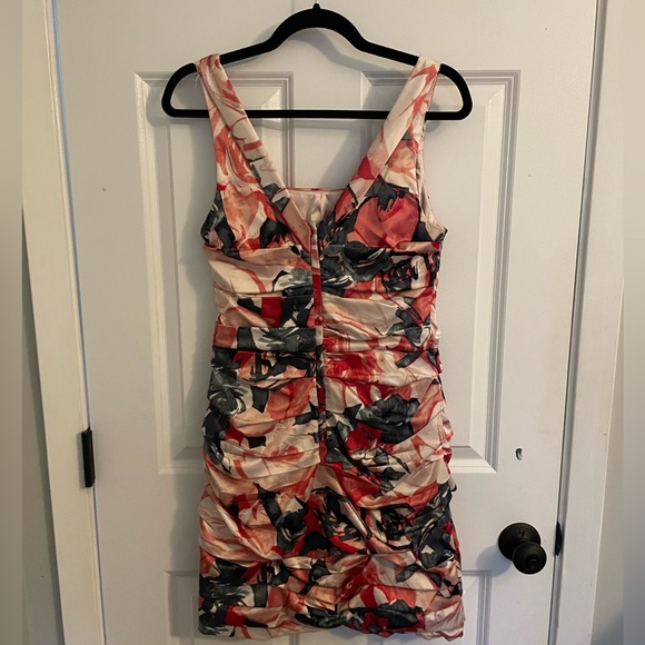 Express Ruched Mini Dress, Floral Design, 8 - Picture 4 of 6